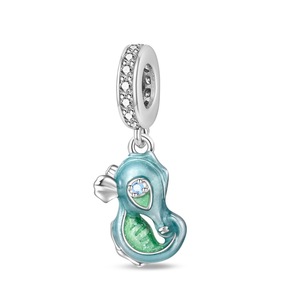 Nouveaux articles européens et américains vendus à chaud série marine été bleu méduse bricolage <span class=keywords><strong>cheval</strong></span> tortue perles pendentif plaqué argent - Product Image 6