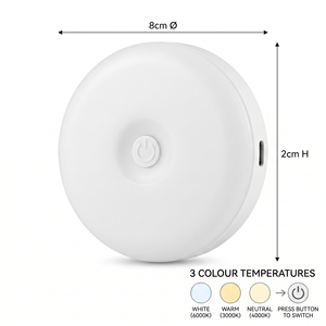 Circular rechargeable LED night <b>light</b> <b>with</b> adjustable three colour temperatures, eye-friendly bedside lamp, suitable for the bed - Product Image 4