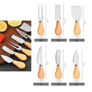 Ensemble de couteaux à fromage en acier inoxydable en gros, ustensiles de cuisine, couteaux, fourchettes et spatules personnalisables avec logo et manche en bois - Product Image 2