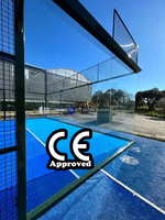 Terrain de padel super panoramique 10x20m certifié CE, avec accessoires en verre soudés au laser et triple galvanisation à chaud
