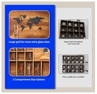 Grande vitrine en verre à liqueur de carte du monde 60 emplacements support en bois brun rustique pour salons bars cave à vin bijoux pierres coquille