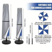 Parasol de terrasse manuel robuste et grand format avec housse en plastique imperméable et sac de rangement résistant aux UV