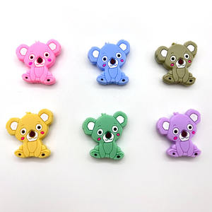Vente chaude de qualité alimentaire Silicone forme animale Koala perles Silicone perles de dentition pour collier Koala sucette Clips faisant - Product Image 1