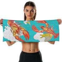 Serviettes de sport en microfibre pour la maison, motif personnalisé écrevisse/langouste, séchage rapide, pour yoga, gym, rafraîchissantes
