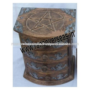 Hot Sale Pentacle Hand Carved Wooden Four Drawers <b>Chest</b> for Bed Room and Hotel <b>Storage</b> Organiser - Product Image 2