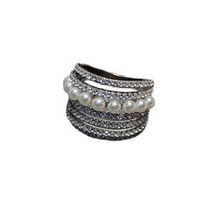 10648DIY S925 <b>Silver</b> <b>Ring</b> <b>Set</b> with Empty Support Multi-Pearl 4-6mm Round Rhodium Plating Trendy Inlay Jewelry - Product Image 2