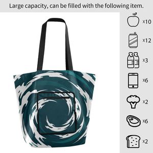 Printed Tote Bag Large Capacity Shoulder Shopper Bag with Zipper Pocket for Grocery Travel Daily Use - Product Image 4