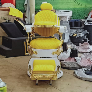 Sillas de acero inoxidable para salón de belleza, diseño de silla de <span class=keywords><strong>barber</strong></span>ía redonda, color amarillo, a buen precio - Product Image 6