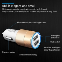 Bon marché Mini chargeur double 5V 1A USB pour voiture Chargeur de voiture de voyage double 2 ports en alliage