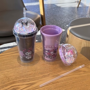 Phim Hoạt Hình Mới Xách Tay Hai Lớp Uống <span class=keywords><strong>Cup</strong></span> Với Nắp Với Rơm Cốc Nhựa Món Quà Của Trẻ Em - Product Image 6