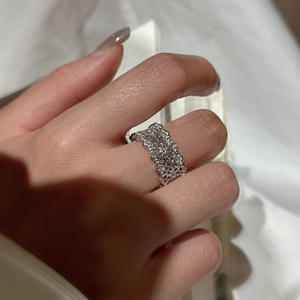 Wenchi S925 Pure Silver Palace Lace <b>Ring</b> Niche Design Simple Fashionable Retro Vintage Style Turquoise Hollow <b>Opening</b> China - Product Image 2