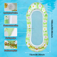 Matelas flottant gonflable Mart avec appui-tête en maille et fleurs scintillantes, hamac aquatique, chaise longue flottante pour adultes, été, piscine, plage
