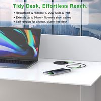 Fabrika Endüstriyel İngiltere AB ABD Fişli ABS 13A Hastane Güç Geçişli Priz 2 Çıkışlı Çift Hızlı USB Portlu Geri Çekilebilir 20W Kablolu Masa
