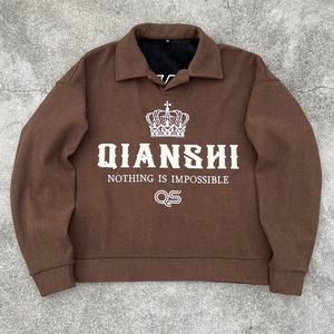 Sweat-shirt à capuche vintage en velours côtelé à épaules tombantes, vente en gros, col à revers, 500 g/m², logo personnalisé brodé, sweat-shirt surdimensionné pour hommes - Product Image 1