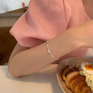 กำไลข้อมือลูกปัดโบฮีเมียนสำหรับผู้หญิง เงินแท้ 925 กำไลแฟชั่นเรียบง่ายสำหรับผู้หญิงและเด็กผู้หญิง - Product Image 4