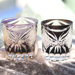 Bicchierini da whisky neri Edo Kiriko in stile giapponese, realizzati a mano e tagliati a mano, trasparenti, per bar, in vetro per bibite. - Product Image 6