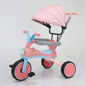 儿童三轮车儿童<span class=keywords><strong>3</strong></span>合1三轮车，带推手和顶篷发光二极管灯，易于骑行的幼儿三轮车 - Product Image 3
