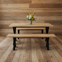 Table à manger rectangulaire carrée en bois massif de qualité supérieure, style moderne minimaliste, structure en métal multifonctionnelle, 8 places, meubles pour la maison