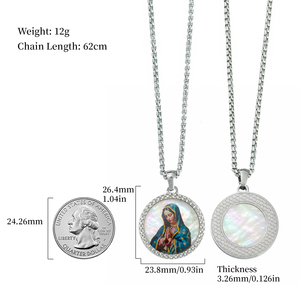 Collar con Colgante de Concha de Nácar Pintado <span class=keywords><strong>a</strong></span> Mano TIMEMUSE, Artículo Religioso con Imagen de Santo Católico Personalizado -XMH007 - Product Image 6
