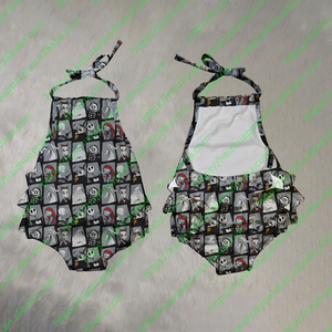 HAIZHU FM Ga-8 Stock Combinaison d'été pour bébés filles, motif bulles imprimé, fermeture à boutons-pression, taille personnalisée ODM, en laine peignée - Product Image 4