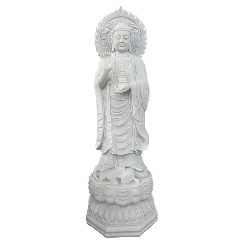 Prix bas en gros Sculpté à la main exquis Taille humaine naturel Conception unique Bouddha en marbre