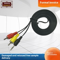 Câble Audio 3.5mm 3m Un à Deux Double Lotus RCA Rouge Jaune Veste PVC Adaptateur AV Polyvalent pour Console de Jeu Câble Casque Aux