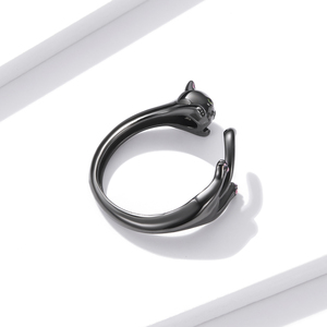 Anillo de Cobre con Forma de Gato Negro, Diseño Animal Sencillo, Joyería Unisex de Moda para Uso Diario, 2.4g, Talla Estándar - Product Image 3