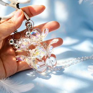 Jouets sexuels pour adultes, pince à tétons en cristal en forme de papillon, SM, boule de gravité, pince à sein lestée pour femmes, métal + plastique, étanche - Product Image 4