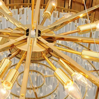 Lustre moderne de luxe en cristal, en acier inoxydable doré, grande lampe suspendue ronde pour villa, salon, salle à manger, décoration