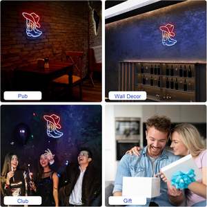 Enseigne néon LED en forme de botte de cowboy et chapeau de cowboy pour décoration murale, style western, pour bar ou salle de jeux masculin - Product Image 5