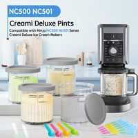 Lot de 4 contenants de stockage réutilisables avec manchons isolants, compatibles avec les sorbetières des séries NC501 et NC500, lavables au lave-vaisselle