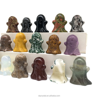 Vente chaude cristal naturel Halloween fantôme 1.5 pouces cristal artisanat mini matériau mixte fantôme sculpture pour décembre