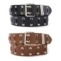 Ceinture cloutée Y2K pour femme, large, en cuir PU, à œillets et lacets, avec boucle ardillon, style punk, pour jeans, disponible en 2 couleurs