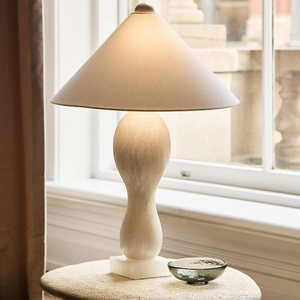 Lampe de table en albâtre moderne de luxe pour villa et hôtel, abat-jour en lin d'albâtre naturel, LED E26, vente en gros d'usine, export, lampe de table Seraph - Product Image 2