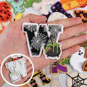 Patch brodé thermocollant en polyester brodé à la machine, motif lettres d'Halloween, écologique Xiaotian, pour vêtements et chapeaux - Product Image 2
