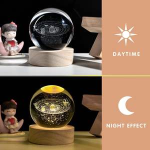 Wholesale <b>3D</b> Art <b>Crystal</b> <b>Ball</b> Night Lamp Luminous Decoration <b>Solar</b> <b>System</b> Led Lights Desktop Home Decor - Product Image 3