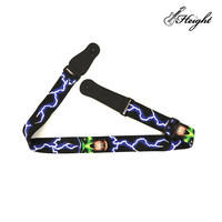 Sangle de guitare en polyester imprimée sur mesure avec extrémités en cuir PU noir, ceinture réglable pour guitares acoustiques, électriques et basses
