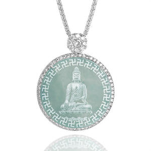 Pendentif en jade naturel de type jadeite chinois Dragon Loong Avalokiteshvara UNISEXE, jade de type eau bleue D711-D710-D712 - Product Image 2