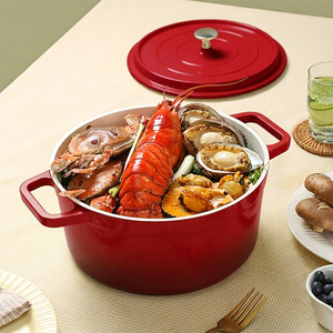 Cocotte néerlandaise légère en aluminium émaillé avec couvercle, 20/24 cm, antiadhésive, en aluminium moulé sous pression - Product Image 4