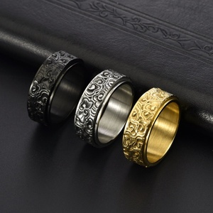 แหวนสแตนเลสสตีลวินเทจ Tempusort สำหรับผู้ชาย ชุบทอง ลายเมฆมงคล ของขวัญแต่งงานธรรมชาติ ขายส่ง - Product Image 5