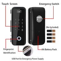 Serrure de porte en verre intelligente Glomarket pour bureau, avec empreinte digitale, carte, mot de passe, déverrouillage à distance, Tuya WiFi