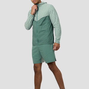 New Arrival Stylish <strong>100</strong>% Polyester Vent at Back for Breathability Jacket Adjustable Hood Zip Pockets Shorts <strong>Tracksuit</strong> - Product Image 1