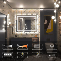 Espejo de Baño Rectangular sin Marco con Iluminación LED, Estilo Moderno, Estándar ETL, Personalizado para Hotel, Interruptor de Pared, Antivaho, IP44