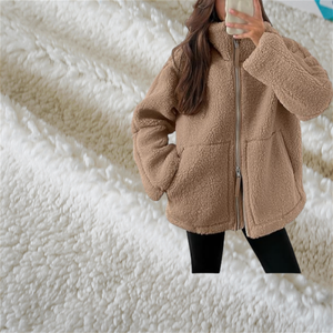 100% Polyester Terry Fleece Fabric Super Cozy Softy Winter Warmly for <strong>Coat</strong> Brushed Fleece Shu <strong>Velveteen</strong> Mercerized Fabric - Product Image 2