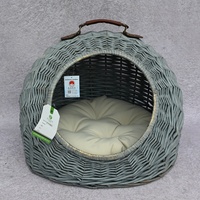 Cama para Gatos Tradicional Tejida a Mano de Mimbre Natural, Ecológica, Nido para Mascotas, Cesta Artesanal para Gatitos, Uso en Interiores, Transpirable y Lavable