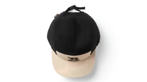 OEM 5-Panel Trucker Cap Embroidered Logo Adjustable Unisex Casual Hat Beige <b>Black</b> Twill Fabric - Product Image 5