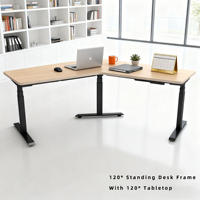 90 ° -120 ° -180 °   Cadre de bureau électrique convertible à 3 pieds, réglable en hauteur, en forme de L, pour table d'angle