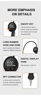 Gonfleur de pneus numérique/à cadran rechargeable avec résolution d'affichage 0,1, port USB, plage de pression 1300 kPa, moniteur de température TPMS pour voitures