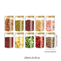 Ensemble de 10 pots à épices de cuisine, transparents, en verre borosilicate de 250 ml, avec couvercle noir