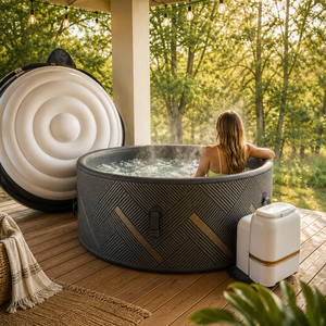 Piscina Hidromasaje Inflable Ovalada para 5-7 Personas, Portátil, con Burbujas de Aire y Luces <span class=keywords><strong>LED</strong></span> para Relajación en el Patio Trasero - Product Image 5